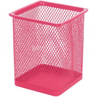 Clever, 70x70x95 mm, metal stand for pens, square, fuchsia