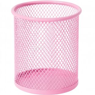 Clever, 90х95х85 мм, Подставка металлическая для ручек, круглая, розовая