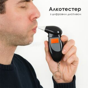 Алкотестер с цифровым дисплеем и силиконовыми насадками, черный, пластиковый
