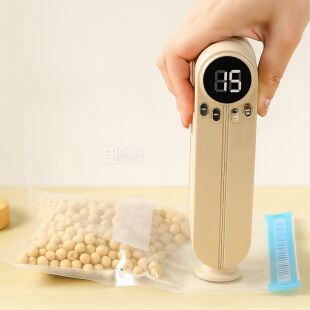 Вакуумный упаковщик для продуктов + насадка для накачивания, аккумуляторный, белый 