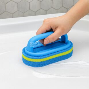 Губка для уборки с ручкой, универсальная, голубая