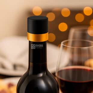 Clever, Пробка-кришка для вина, багаторазова, чорна, пластикова