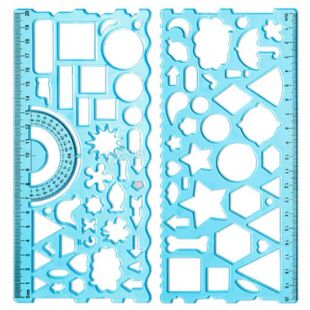 Линейки с трафаретами, 2 шт., пластик, 20х10 см