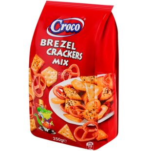 Croco Crackers and Brezel, 250 г, Соленый микс крекеров и фигурной соломки Кроко