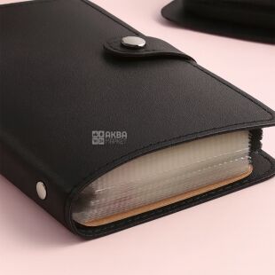 Блокнот-органайзер для колекціонування банкнот, 50 комірок, екошкіра, чорний