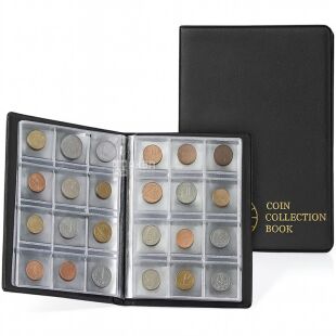 Блокнот-органайзер для хранения монет из экокожи, черный