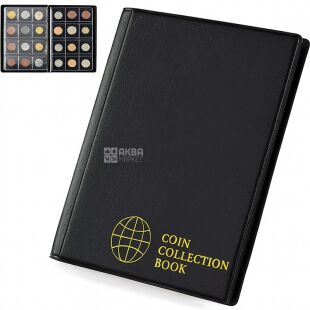 Блокнот-органайзер для хранения монет из экокожи, черный