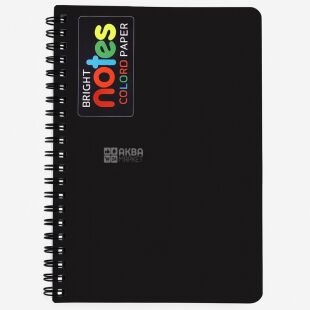 Блокнот на спирали, в линию, 100 листов, в пластиковой обложке, А5, черный