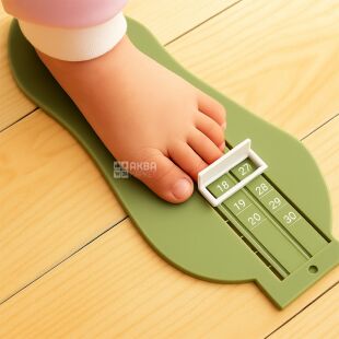 Линейка для измерения детской стопы, пластиковая, зеленая