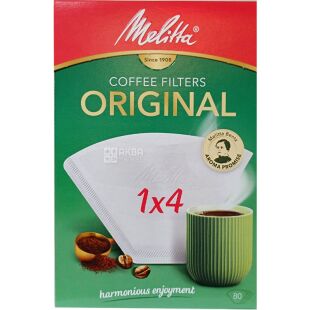 Melitta Original, 80 шт., Фильтр-пакеты №4 для заваривания кофе, бумажные, белые, Мелитта