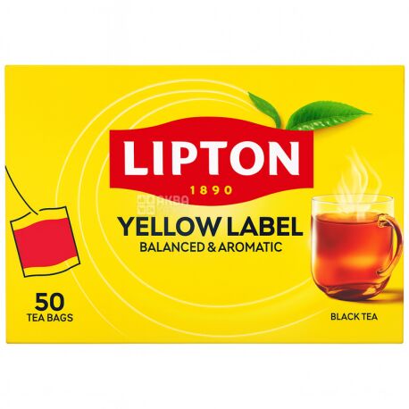 Lipton, Yellow Label, 50 пак., Чай Липтон, Черный 
