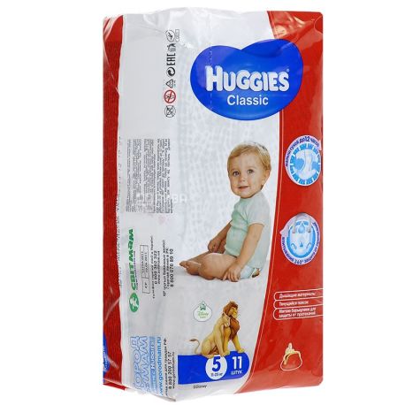 Huggies, 5/11 pcs. 11-25 kg, diapers, Classic Small