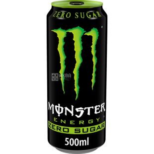 Monster Energy Zero, 0,5 л,  Напиток энергетический безалкогольный, без сахара