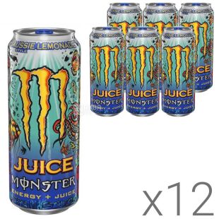Monster Energy Aussie Lemonade, Упаковка 12 шт. х 0,5 л, Напій енергетичний Класичний лимонад з екзотичними цитрусовими