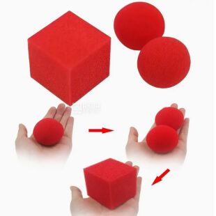 Набор для фокуса Геометрические фигуры, куб и шарики, красные, поролон