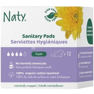 Eco by Naty, Великі, 12 шт., Гігієнічні прокладки, 4 краплі