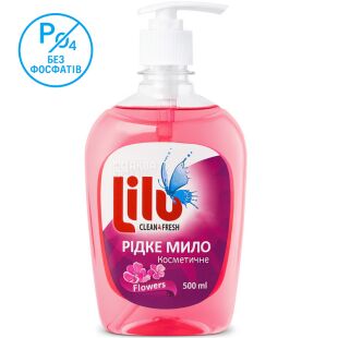 Lilu, 500 мл, Рідке косметичне мило без фосфатів Лілу,  Квіткове, з дозатором