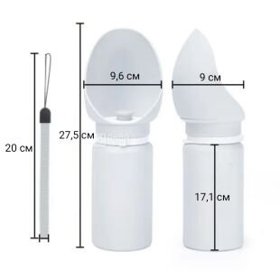 Пляшка-поїлка для тварин з антипроливним клапаном, 550 мл, силіконова, сіра