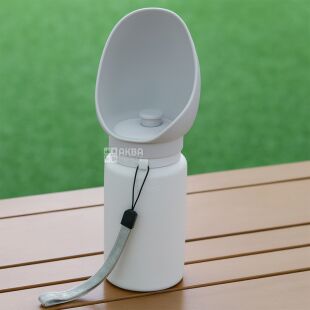 Пляшка-поїлка для тварин з антипроливним клапаном, 550 мл, силіконова, сіра