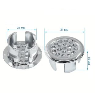 Заглушка для переливу раковини, d 21 мм, декоративна