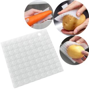 Щітка силіконова для миття овочів та фруктів, 10 х 10 см, біла