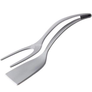 Лопатка кухонна 2в1, пластикова, сіра, 305 мм