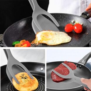 Лопатка кухонна 2в1, пластикова, сіра, 305 мм