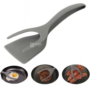 Лопатка кухонна 2в1, пластикова, сіра, 305 мм