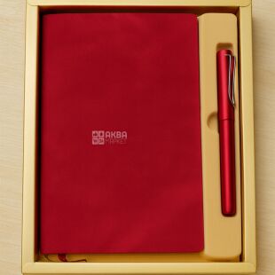 Подарунковий набір Щоденник А5 в лінію з ручкою, червоний