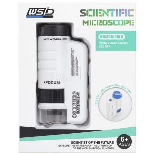 Оптический микроскоп с подсветкой, портативный, белый