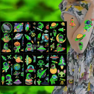 Татуировки детские флуоресцентные Космос, в ассортименте 