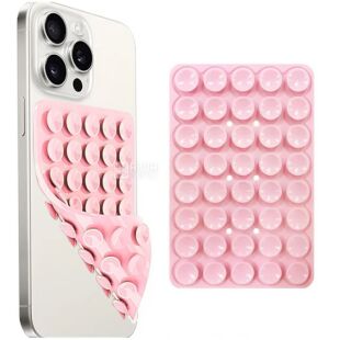 Тримач для телефона на присосках, силіконовий, рожевий 