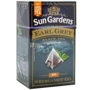 Sun Gardens, Earl Grey, 20 пак., Чай Сан Гарденс, Эрл Грей, черный с бергамотом, крупнолистовой