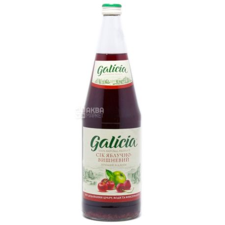 Galicia, Яблучно-вишневий, 1 л, Галіція, Сік без додавання цукру, скло
