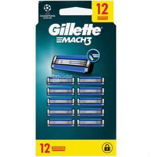 Gillette Mach 3, 12 шт., Змінні картриджі для гоління