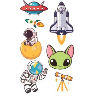 Татуировки детские флуоресцентные Космос, в ассортименте 