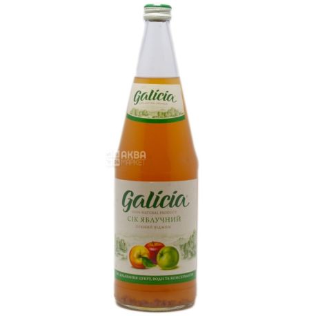Galicia, Яблучний, 1 л, Галіція, Сік натуральний, без додавання цукру, скло