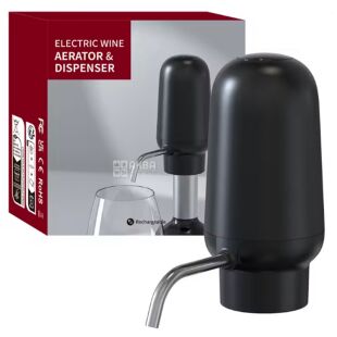Помпа-аератор для вина, акумуляторна, чорна, в асортименті 
