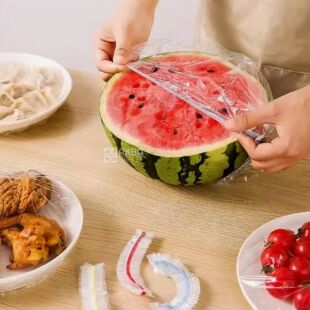 Крышки-пакеты эластичные для еды, одноразовые, полиэтиленовые, 100 шт.