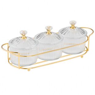 Емкости для орехов и сладостей на подставке, 3 шт., акриловые