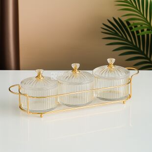 Емкости для орехов и сладостей на подставке, 3 шт., акриловые