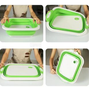 Дошка обробна зі складаною мискою, трансформер, 40 х 30 см / 6 л, зелена