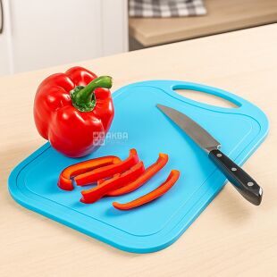 Доска для разделки, пластиковая, голубая, 16 х 25 см 