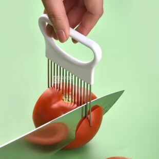 Кухонний тримач для безпечної нарізки фруктів та овочів, металевий, в асортименті