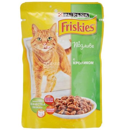 Friskies, 100 г, корм, для котов, с кроликом в подливе
