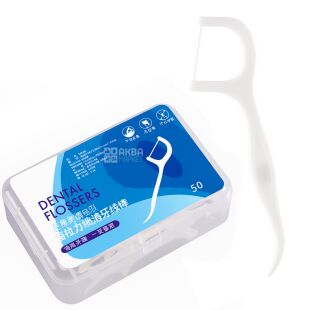 Зубна нитка-флос в пластиковій коробці, 50 шт.