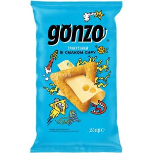 Gonzo, 150 г, Снеки кукурудзяні трикутники зі смаком Сиру Гонзо