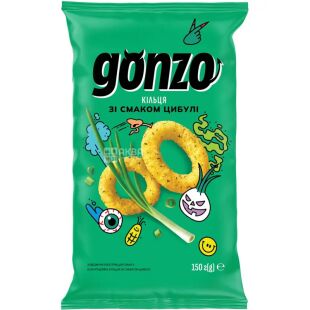 Gonzo, 150 г, Снеки кукурузные кольца со вкусом Лука Гонзо