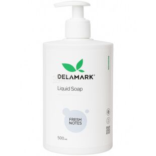 DeLaMark, 500 мл, Рідке мило для рук та тіла ДеЛаМарк, Свіжі нотки, екологічне, з рослиним екстрактом, з дозатором