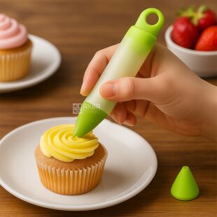 Ручка кулинарная для декора с насадками, силиконовая